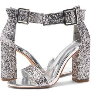 Silver Glitter Heels